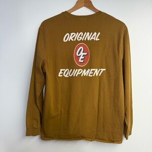 Original Equipment made in USA Size Medium Mustard Brown Long Sleeve Graphic Tee